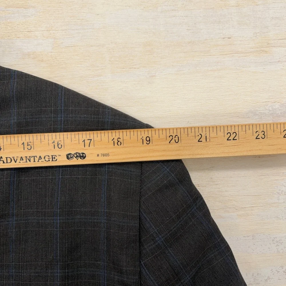 Hart Schaffner Marx Suit Jacket Plaid 2-Button Sport Coat Charcoal Blue Mens 42R